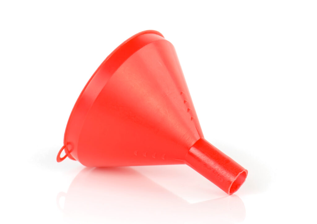 closeup of red funnel isolated on a white background